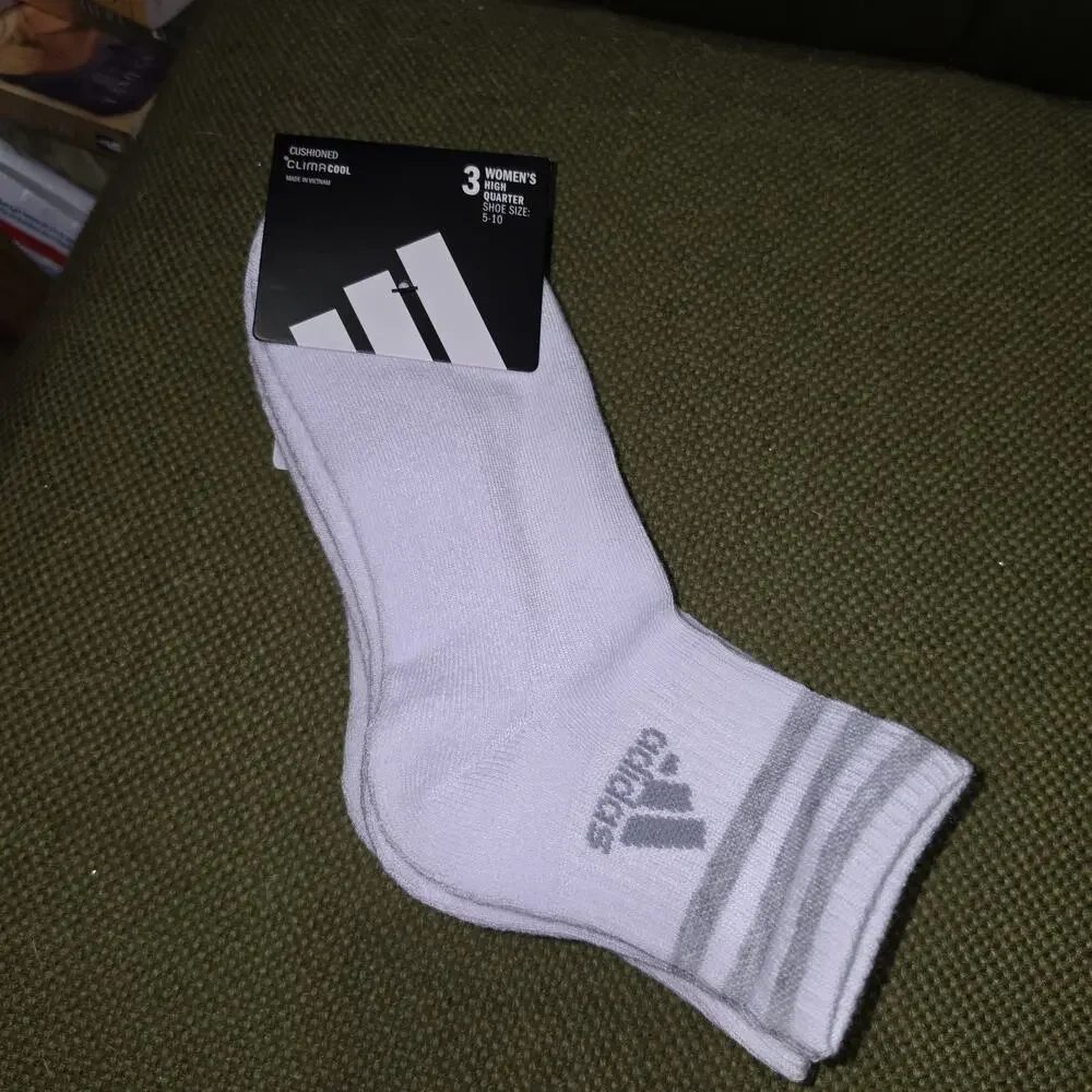 Adidas Women's High Quarter Socks Shoe Size 5-10 3 pairs climacool NWT